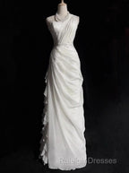 White Bodycon Satin Tulle Long Prom Dress Simple Wedding Dress