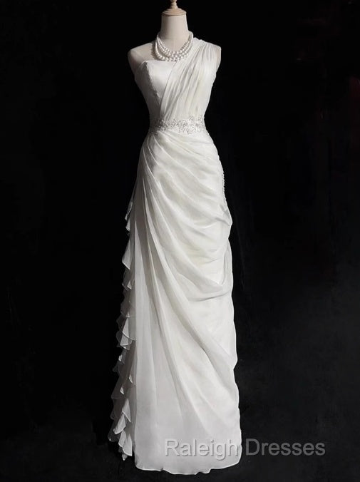 White Bodycon Satin Tulle Long Prom Dress Simple Wedding Dress
