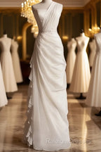 White Bodycon Satin Tulle Long Prom Dress Simple Wedding Dress