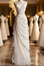 White Bodycon Satin Tulle Prom Dresses Long Simple Wedding Dresses