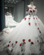 White Charro Quinceanera Dresses Floral Flowers