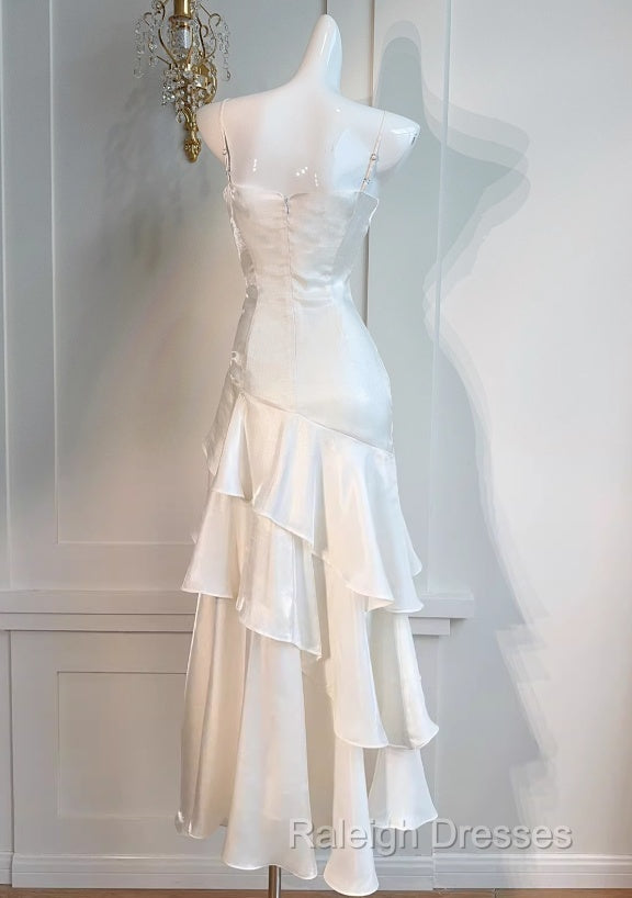 White Enchanted Prom Dresses For Prom&Birthday&Graduation-Ruffled Layered Fairytale Prom Dresses