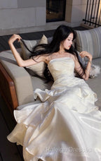 White Enchanted Prom Dresses For Prom&Birthday&Graduation-Ruffled Layered Fairytale Prom Dresses
