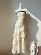 Vintage-Inspired Birthday Prom Dress Under $160 White Ruffled Layered Fairytale Graduation Prom Dress