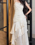 White Enchanted  Prom Dress For Party&Birthday&Graduation-Ruffled Layered Fairytale Evening Dress