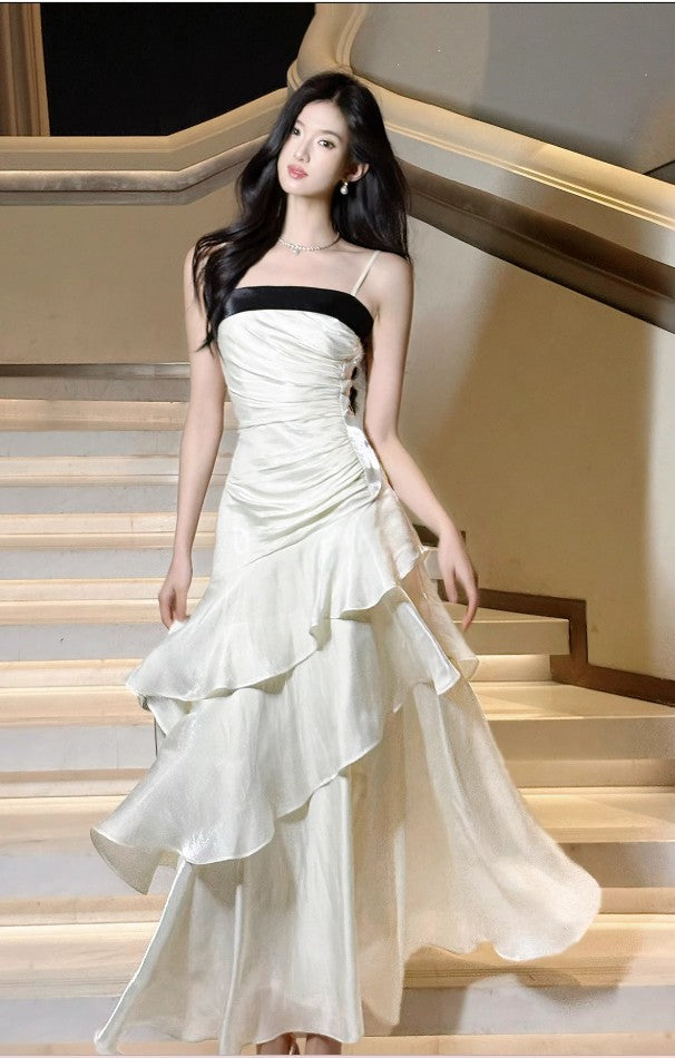 Vintage-Inspired Birthday Prom Dress Under $160 White Ruffled Layered Fairytale Graduation Prom Dress
