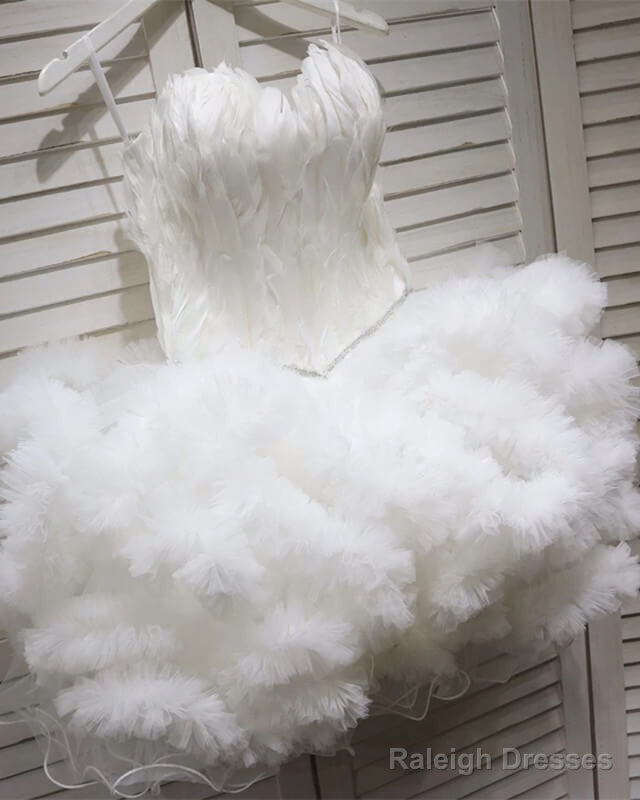 White Feather Corset Organza Layered Dress Main image