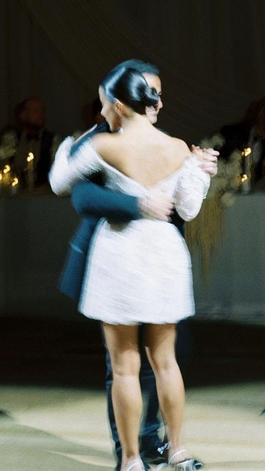 White Lace Bridal Dresses, Long Sleeves Mini Wedding Gown,