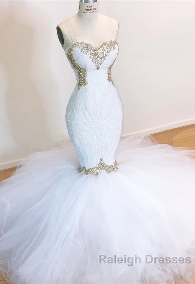 White Lace Mermaid Sweetheart Simple Wedding Dress for Sale Secondary image