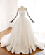 White Lace Satin Long Wedding Dress, Lace Satin Long Bridal Gowns
