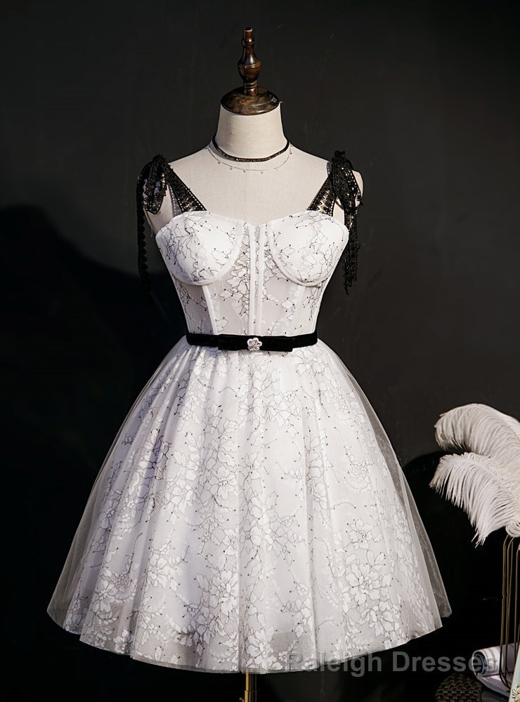 White Lace Straps Homecoming Dress Main image