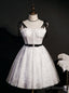White Lace Straps Homecoming Dress