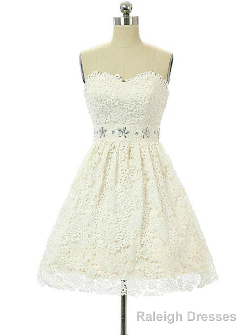 White Lace Sweetheart Homecoming Dress Main image