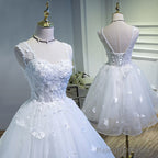 White Lovely Tulle With Lace Princess Cute Sweetheartt Short Prom Dresses White Short Prom Dress
