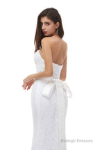 White Mermaid Lace Sweetheart Pleats Belt Wedding Dresses