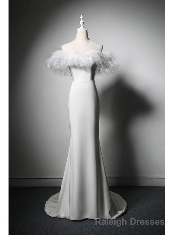 White Mermaid Off the Shoulder Wedding Dress Main image