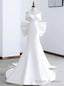 White Mermaid Satin Bow Wedding Dress