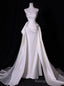 White Mermaid Satin Pleats Wedding Dress