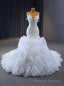 White Mermaid Strapless Beading Prom Dress
