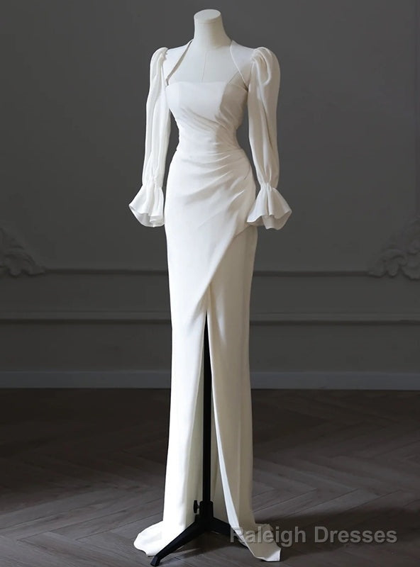 White Mermaid Strapless Pleats Wedding Dress With Jacket Main image