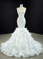 White Mermaid Tulle Spagehtti Straps Beading Sequins Prom Dress