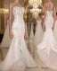 White Mermaid Wedding Dresses With Appliques Tulle Ruffles Bridal Gowns Prom Dress