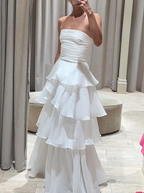 White Multi-Layer Prom Dress Long White Prom Gowns
