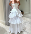 White Multi-Layer Prom Dress Long White Prom Gowns