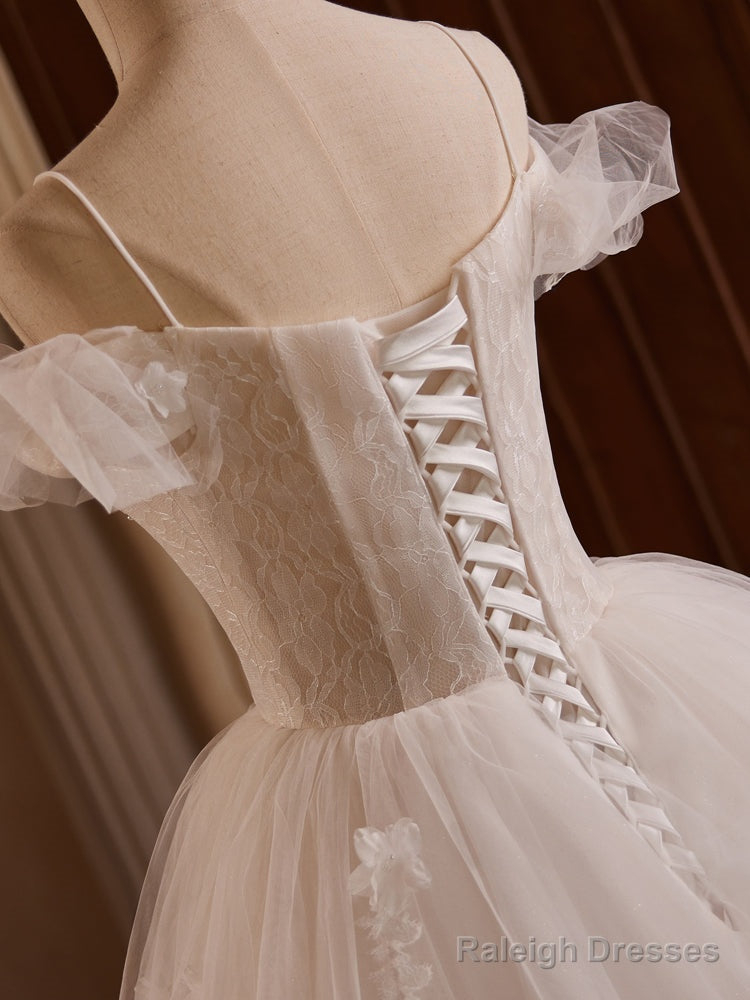 White Off Shoulder Tulle Lace Long Prom Dresses White Long Wedding Dresses