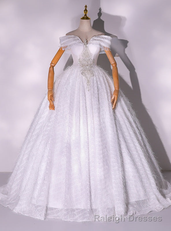 White Off the Shoulder Beading Crystal Quinceanera Dress