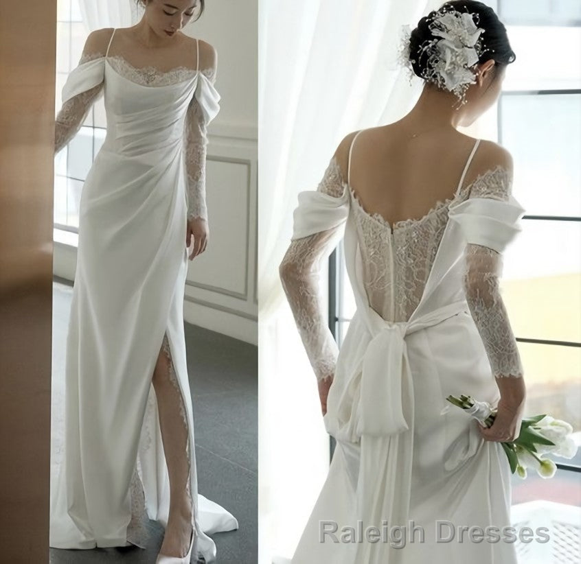 White Off The Shoulder Wedding Dress Long Prom Gowns Main image