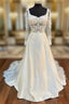 White Queen Anne Long Sleeve A-Line Wedding Dress Beautiful