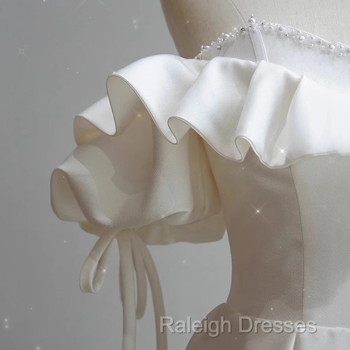 White Satin Off Shoulder Beaded Sweetheart Prom Dresses White Long Prom Dresses