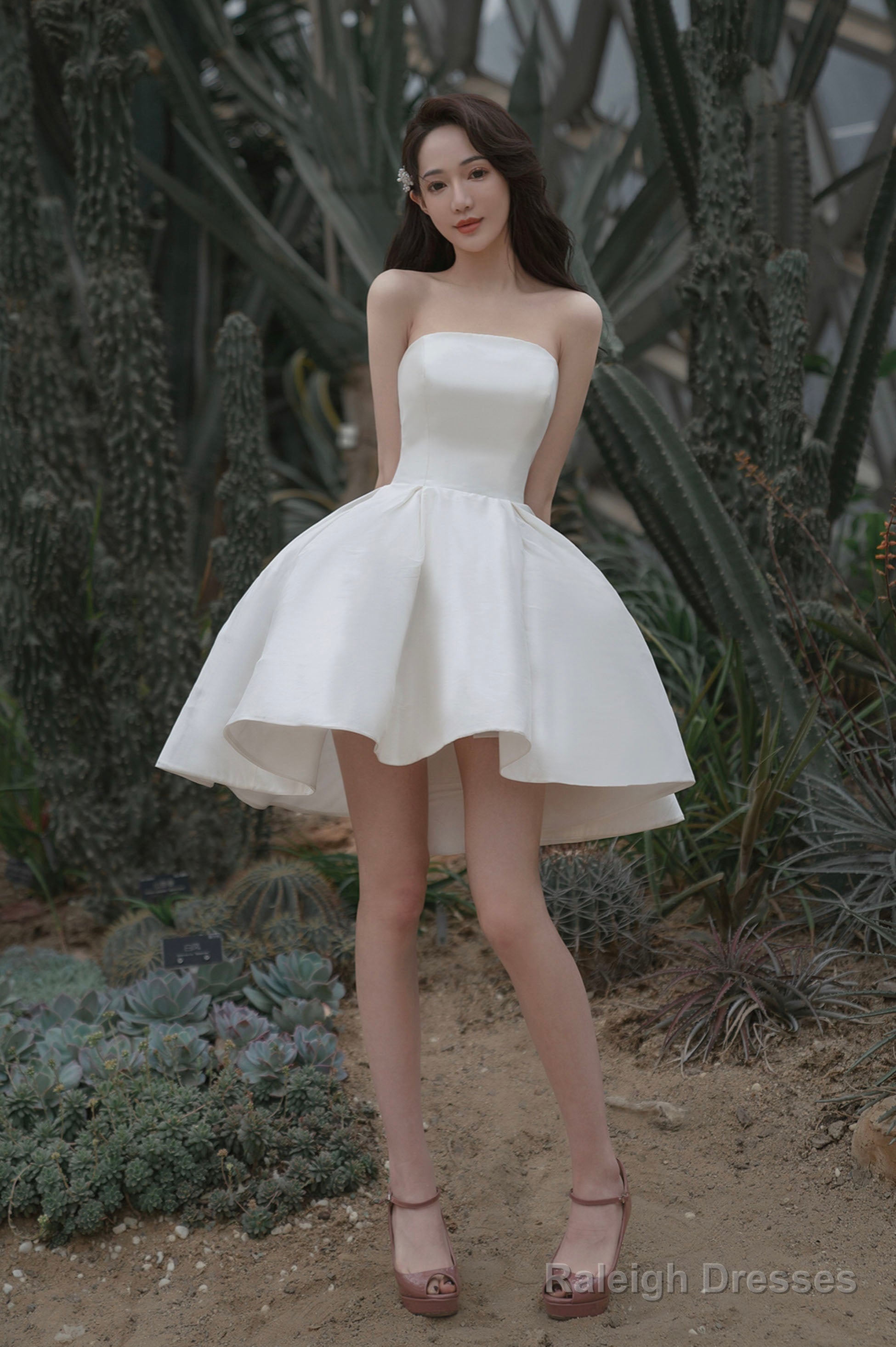 White Satin Short A-Line Prom Dresses Homecoming Dresses
