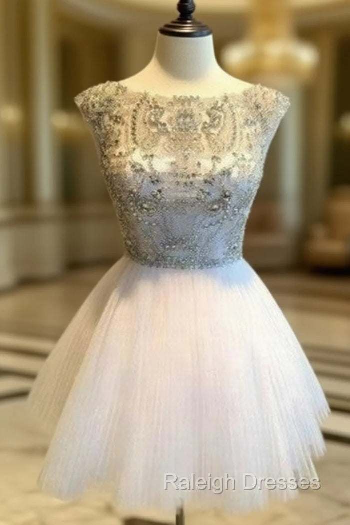 White Sequin Rhinestone Short Prom Dress Cute Homecoming Dresses