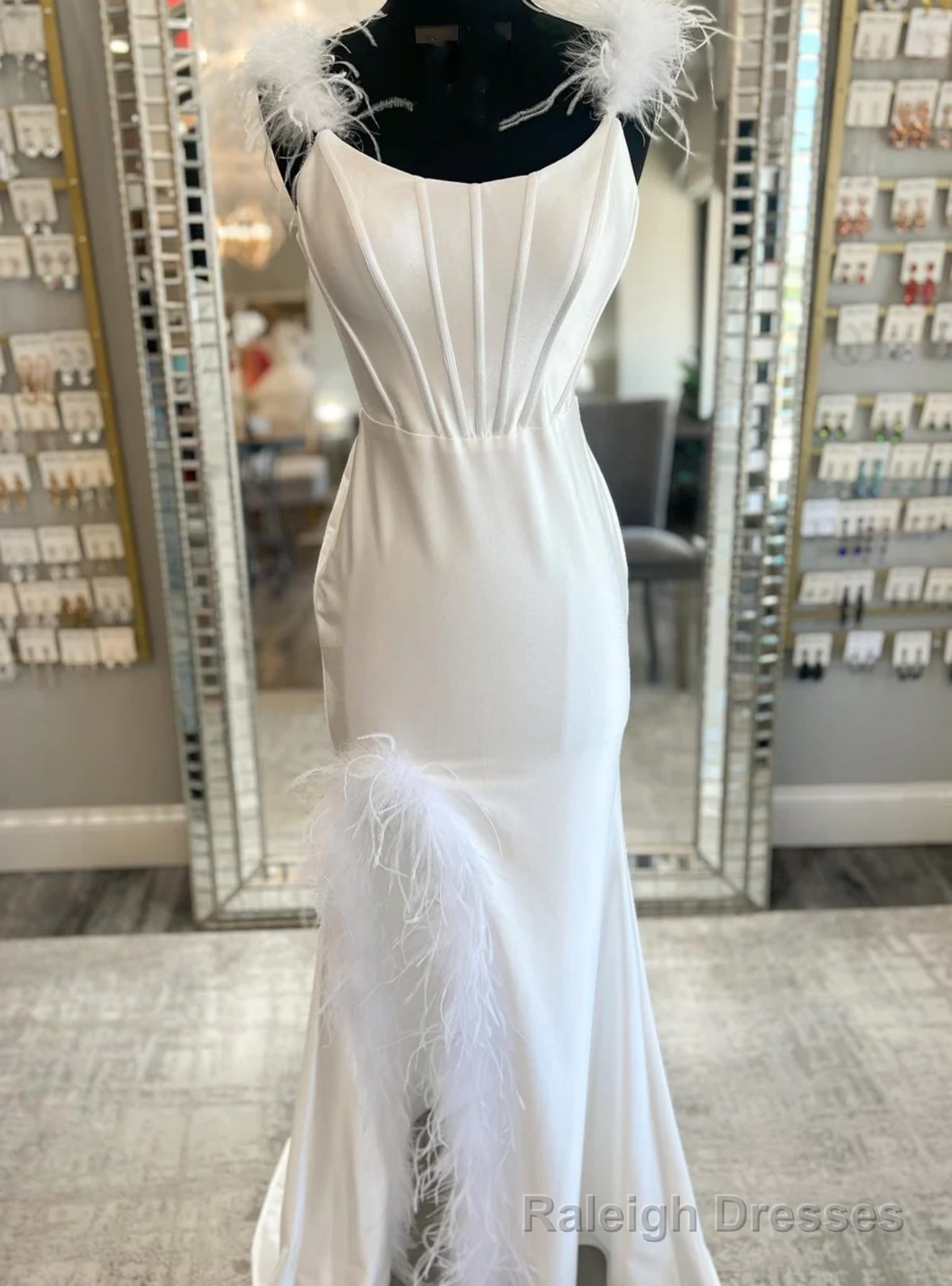 White Sheath Straps Pleats Prom Dress Main image