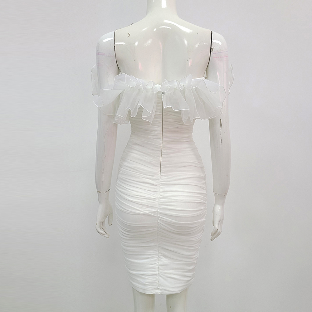 White Short Homecoming Dresses With Rufflues