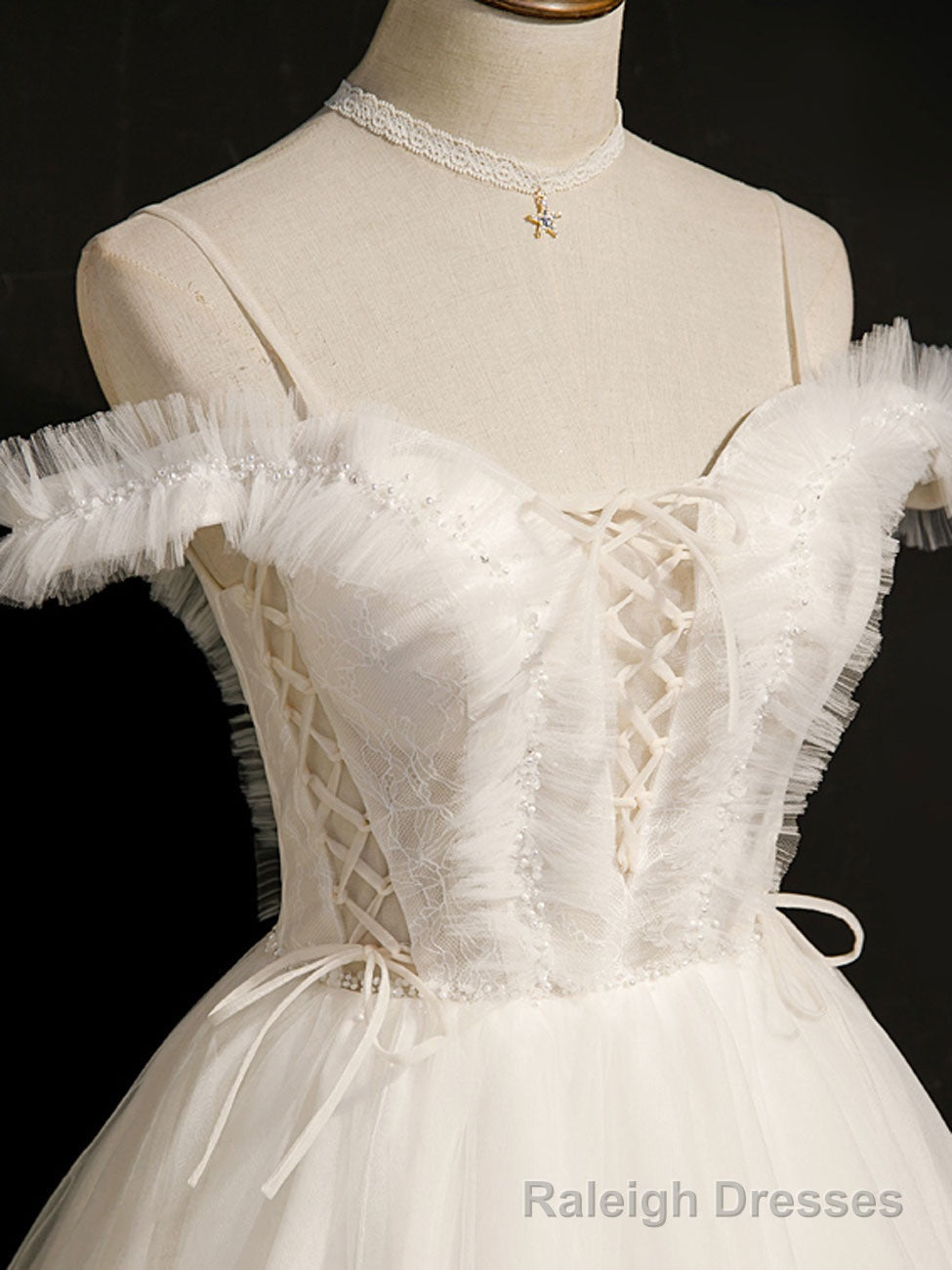 White Short Prom Dresses, Off Shoulder White Puffy Homecoming Dresses Secondary image