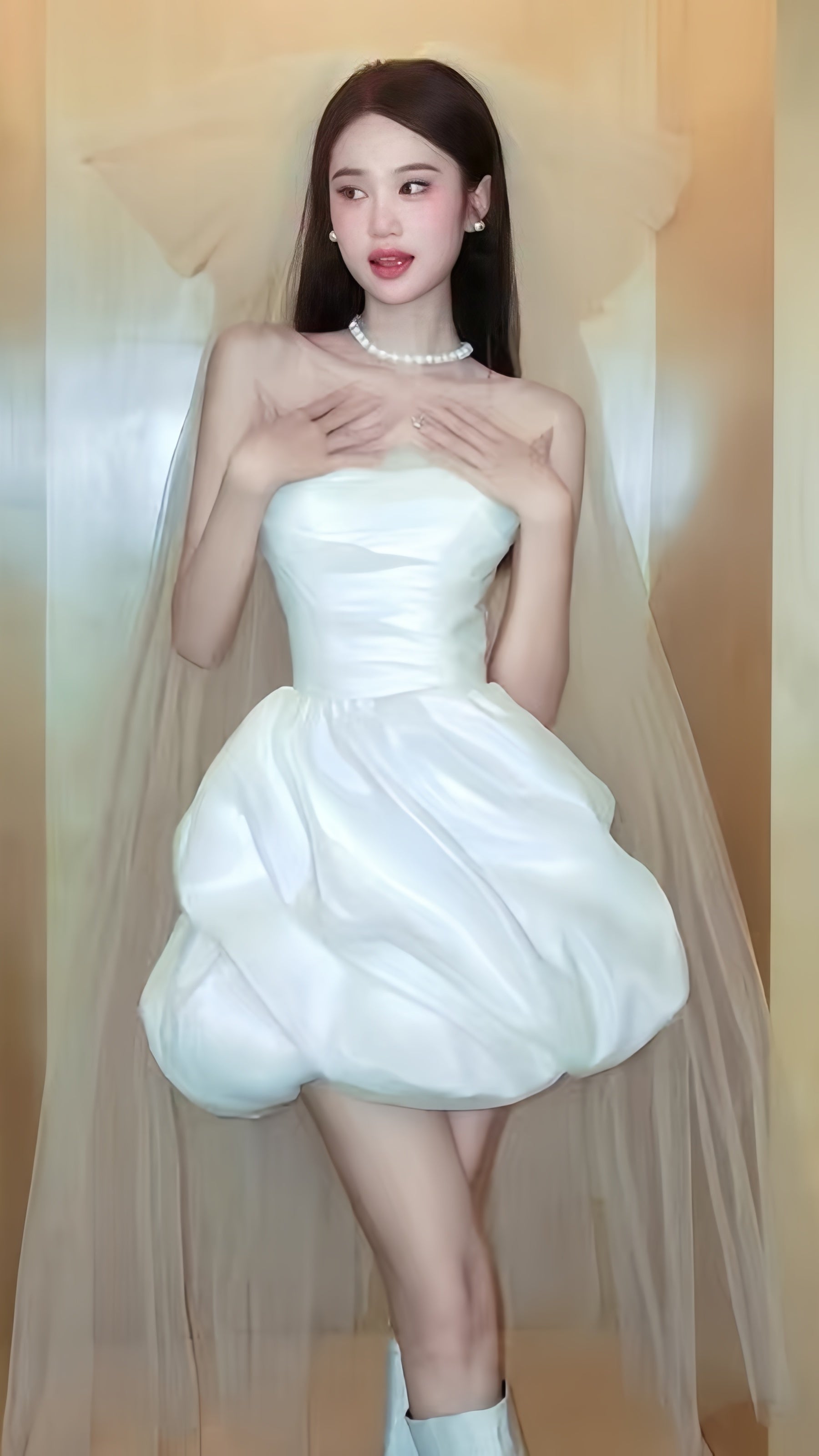 White Short Wedding Dress Satin Bridal Dresses Secondary image