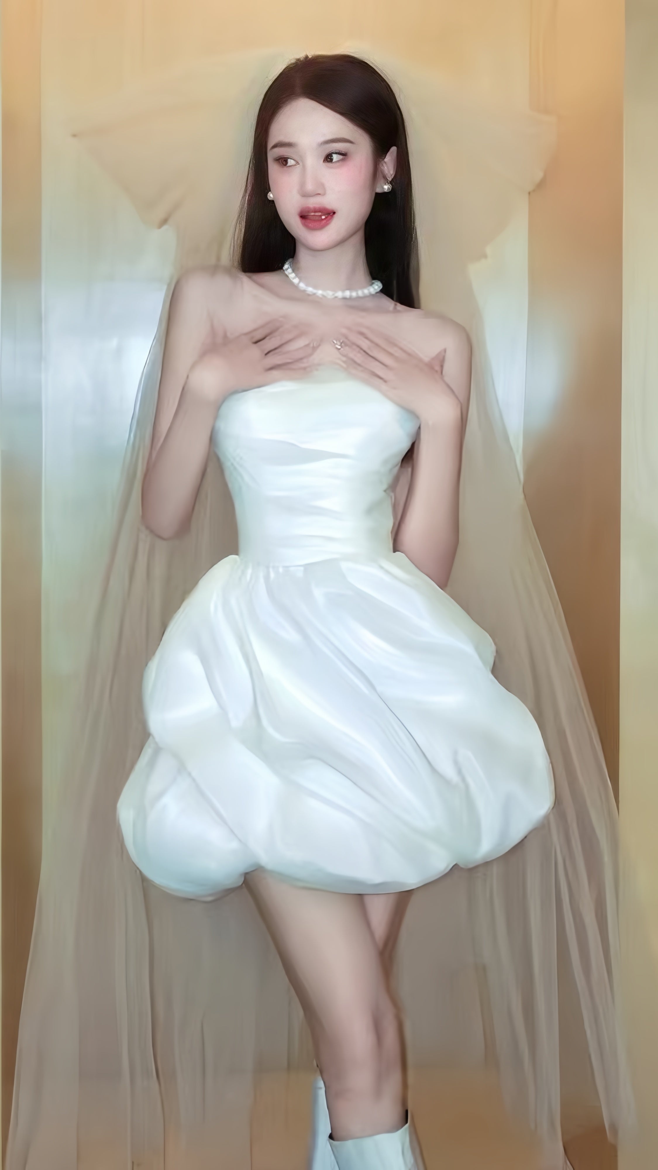 White Short Wedding Dresses Satin Bridal Dress