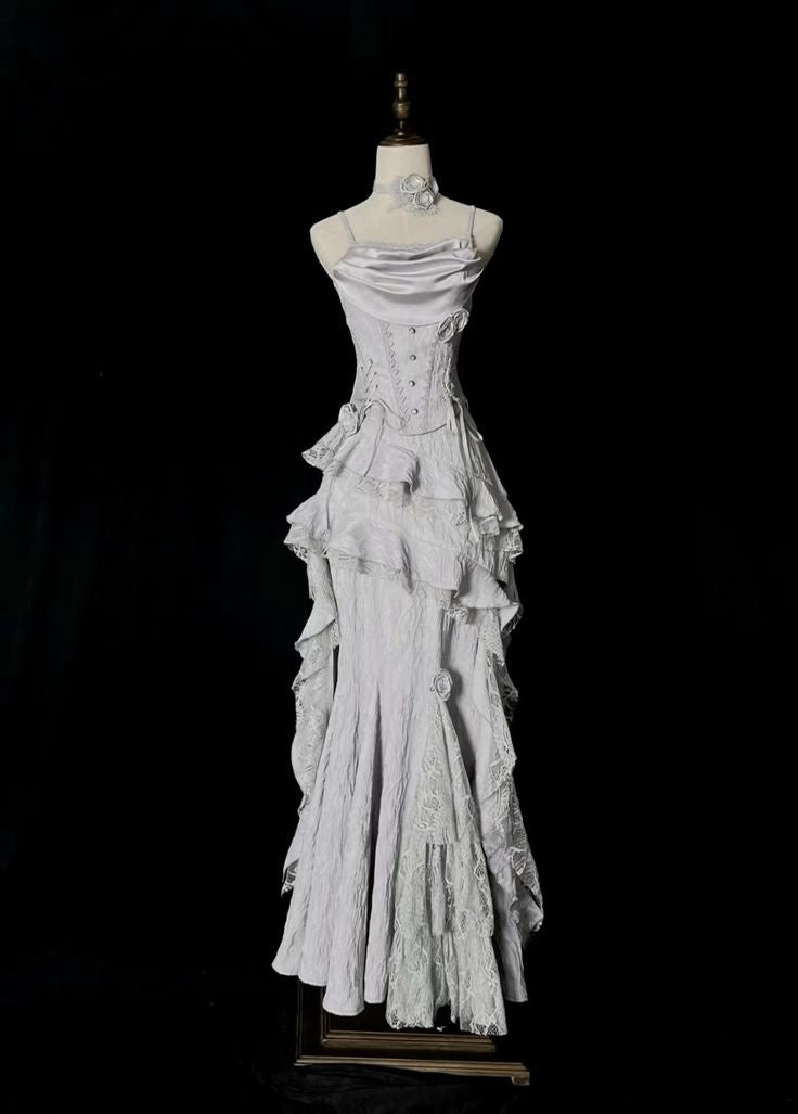 White Retro Fashion Elegant Long/Short Lace Homecoming Dress Prom Dress Evening Gown