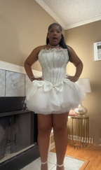 White Strapless A-Line Tulle Birthday Outfits Short Prom Dresses Classy Graduation Homecoming Dresses