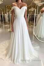 White sweetheart chiffon Prom Dresses Long white Prom Dresses