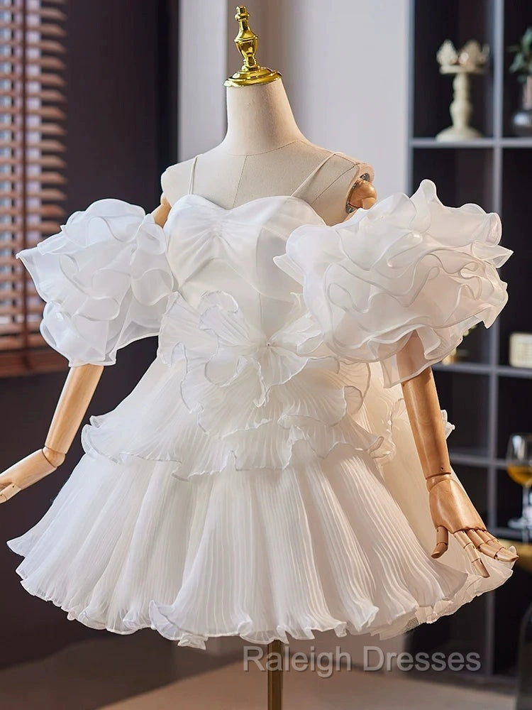 White Sweetheart Neck Organza Short Prom Dresses White Homecoming Dresses Secondary image