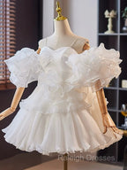 White Sweetheart Neck Organza Short Prom Dresses White Homecoming Dresses