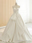 White Sweetheart Neck Satin Big Bow Shirring Wedding Dress