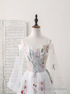 White Sweetheart Tulle Applique Long Prom Dress, White Prom Dress