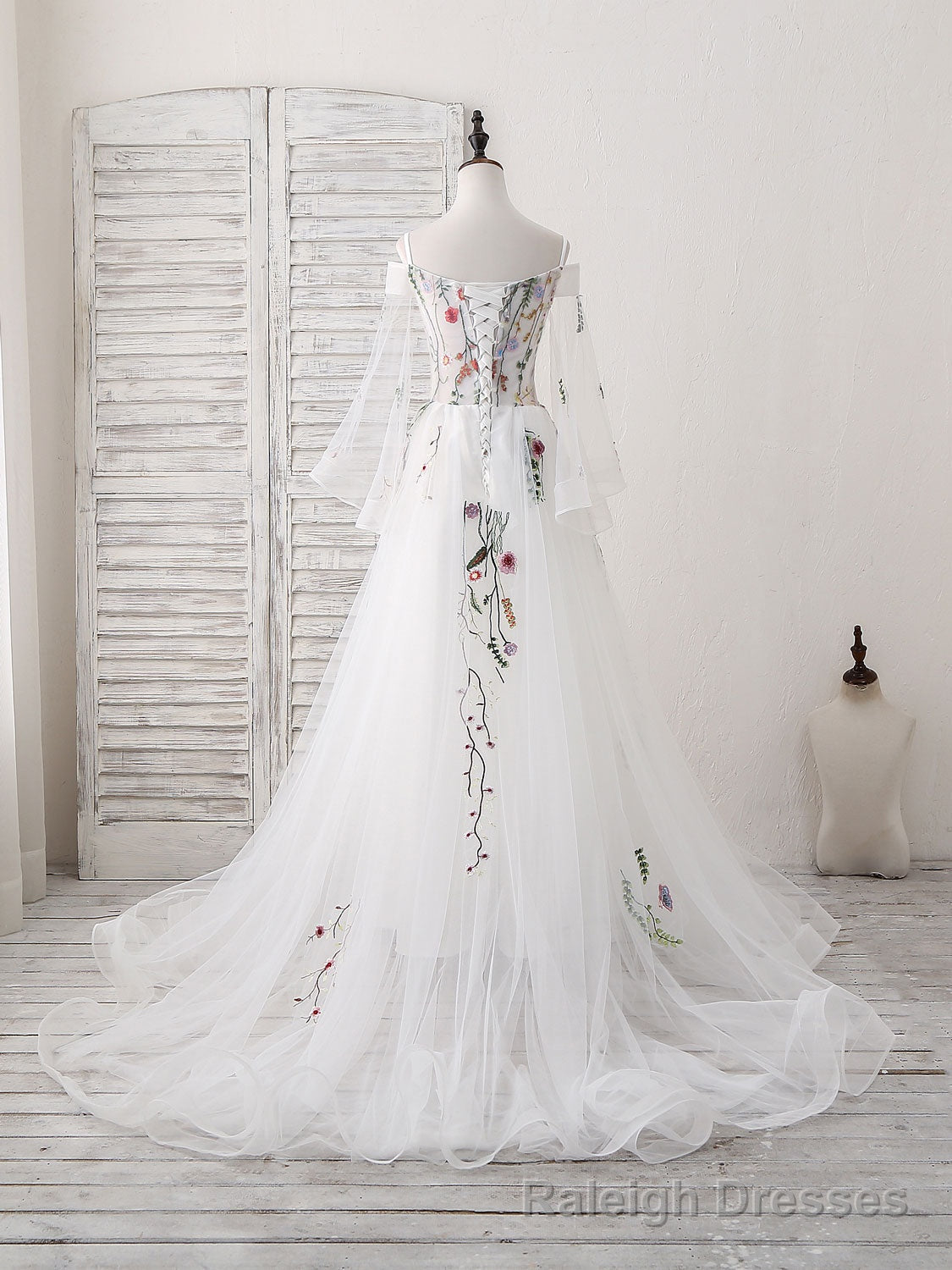 White Sweetheart Tulle Applique Long Prom Dress, White Prom Dress