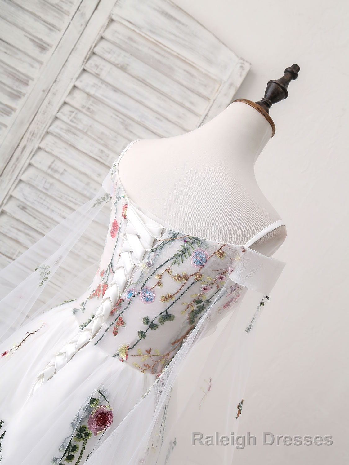 White Sweetheart Tulle Applique Long Prom Dress, White Prom Dress