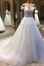 White sweetheart tulle lace applique long prom dress, wedding dress